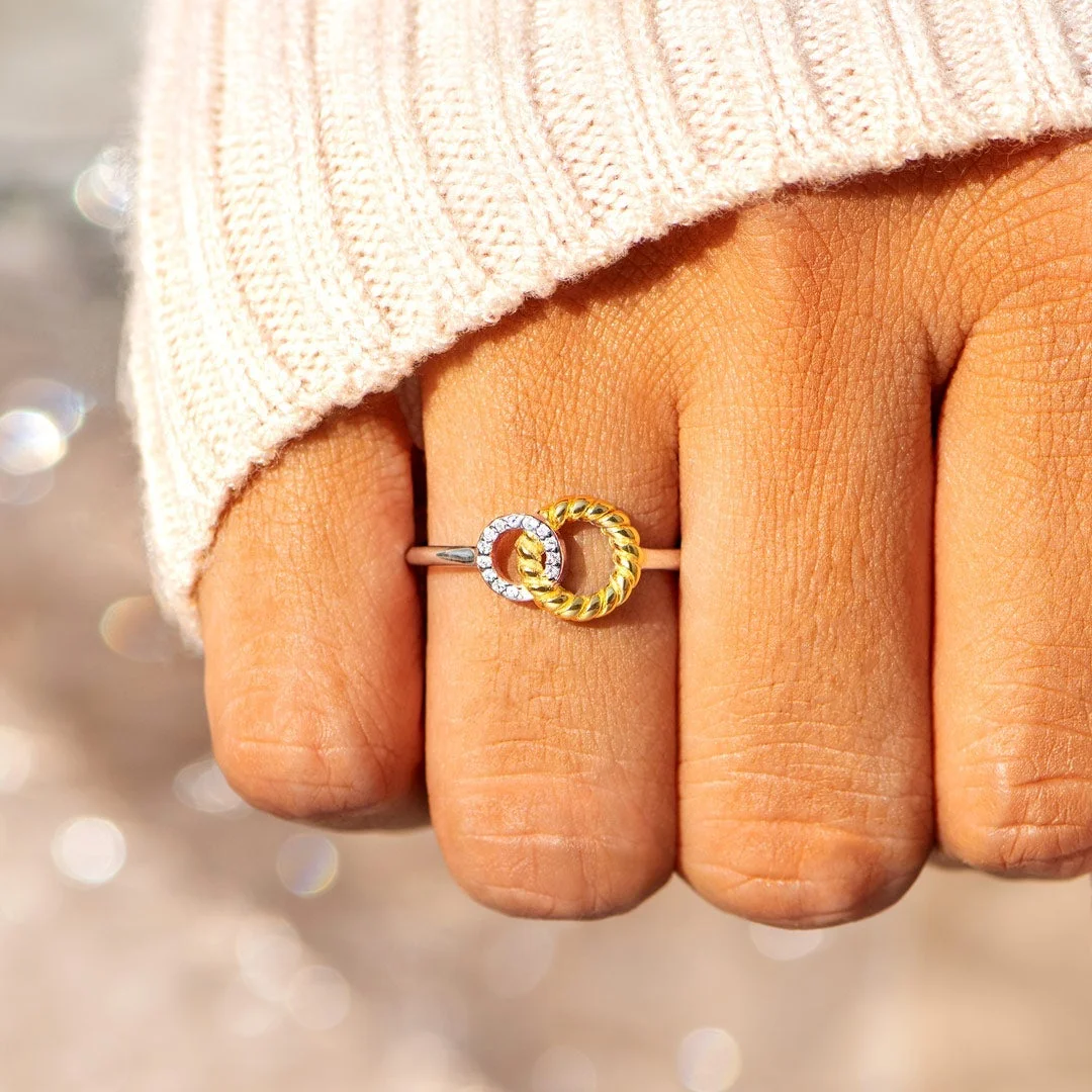 Forever Linked Together Twisted Interlocking Ring