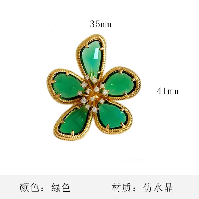 Retro Pin Flower Alloy Inlay Artificial Crystal Rhinestones Women’S Brooches