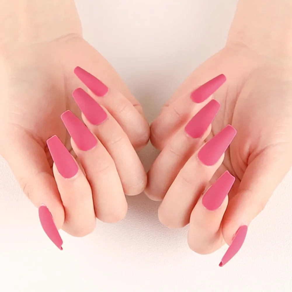 24Pcs Press On Matte Ballerina Coffin Fake Nails With Design Artificial False Nails DIY Finger Tips Manicure Tool-Nail Inspo