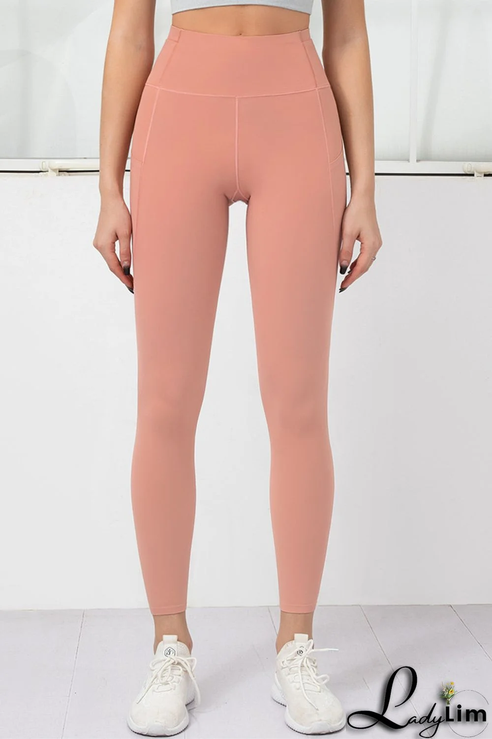 Orange Pink Casual Sportswear Solid Basic Skinny High Waist Trousers
