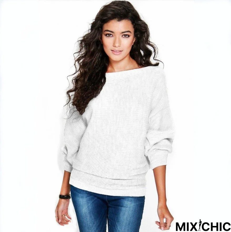 Fashion Loose Bat Sleeve Knitted Sweater