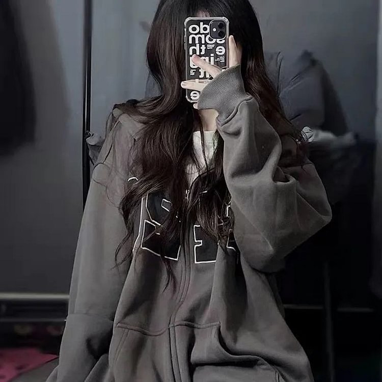 Vintage zip-up hooded sweatshirt