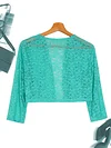 Fashionable Solid Color Lace Cardigan Top - Delicate Open Front, Sheer Three-Quarter Sleeves, Perfect for Everyday Chic Style - A Feminine & Lightweight Wardrobe Staple for Women