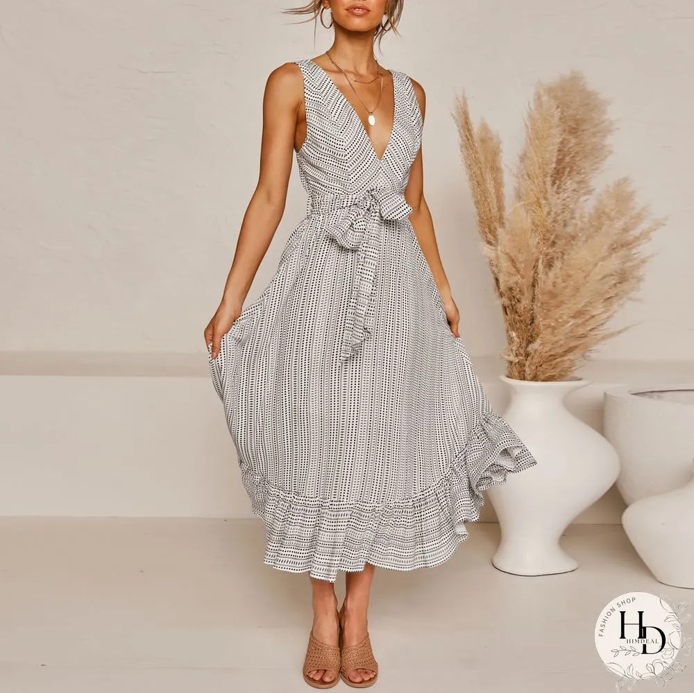 Sleek Sleeveless Overlap Dress