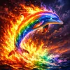 Diamond Painting -DIY Round Drill Rainbow Dolphin(40x40cm)