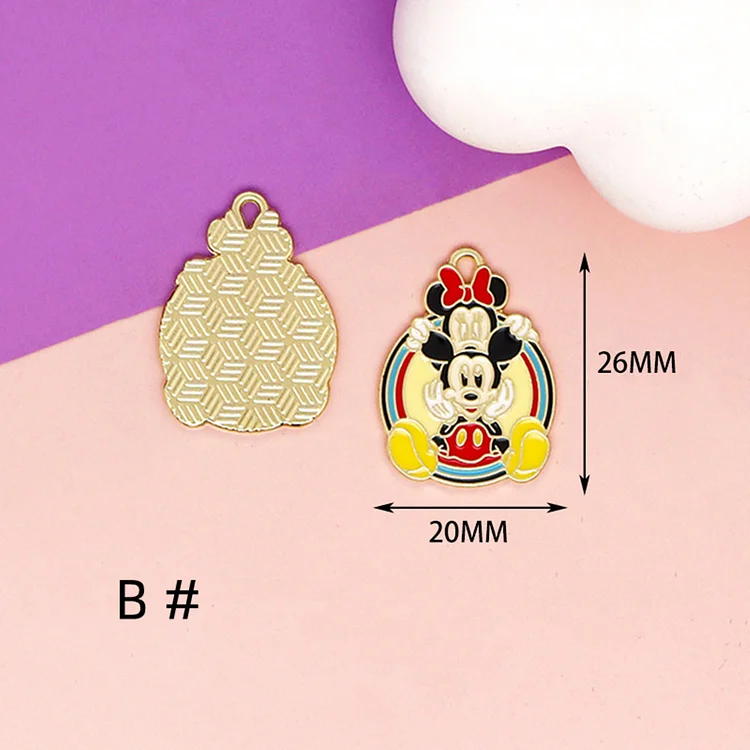  10/30pcs Cartoon Mickey Minnie Charm Bridal Bag Charms Enamel Animal Charm Pendant Bracelet DIY Earring Necklace Key Chain Jewelry Accessories