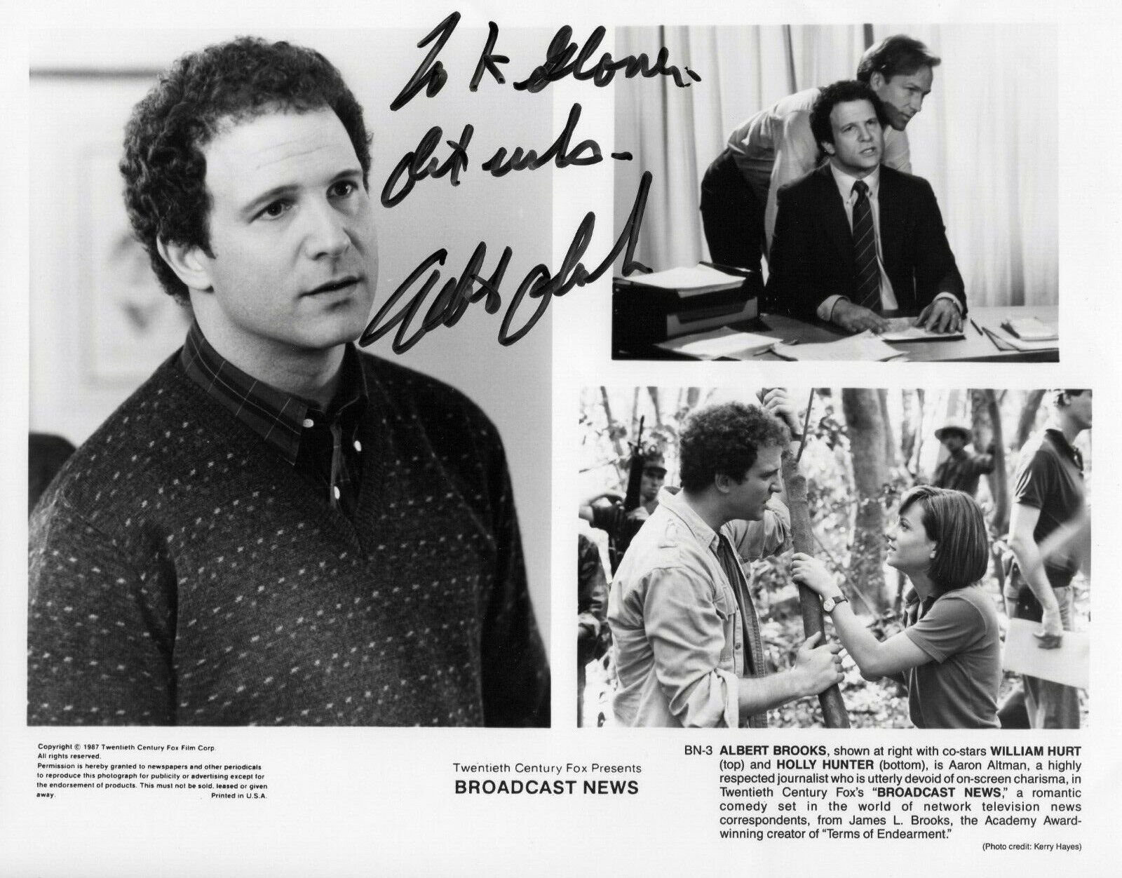 ALBERT BROOKES AUTOGRAPH, BROADCAST NEWS, DRIVE