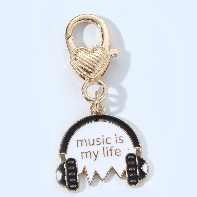 Cartoon Style Cute Letter Earphones Metal Zinc Alloy Bag Pendant Memorial Keychains