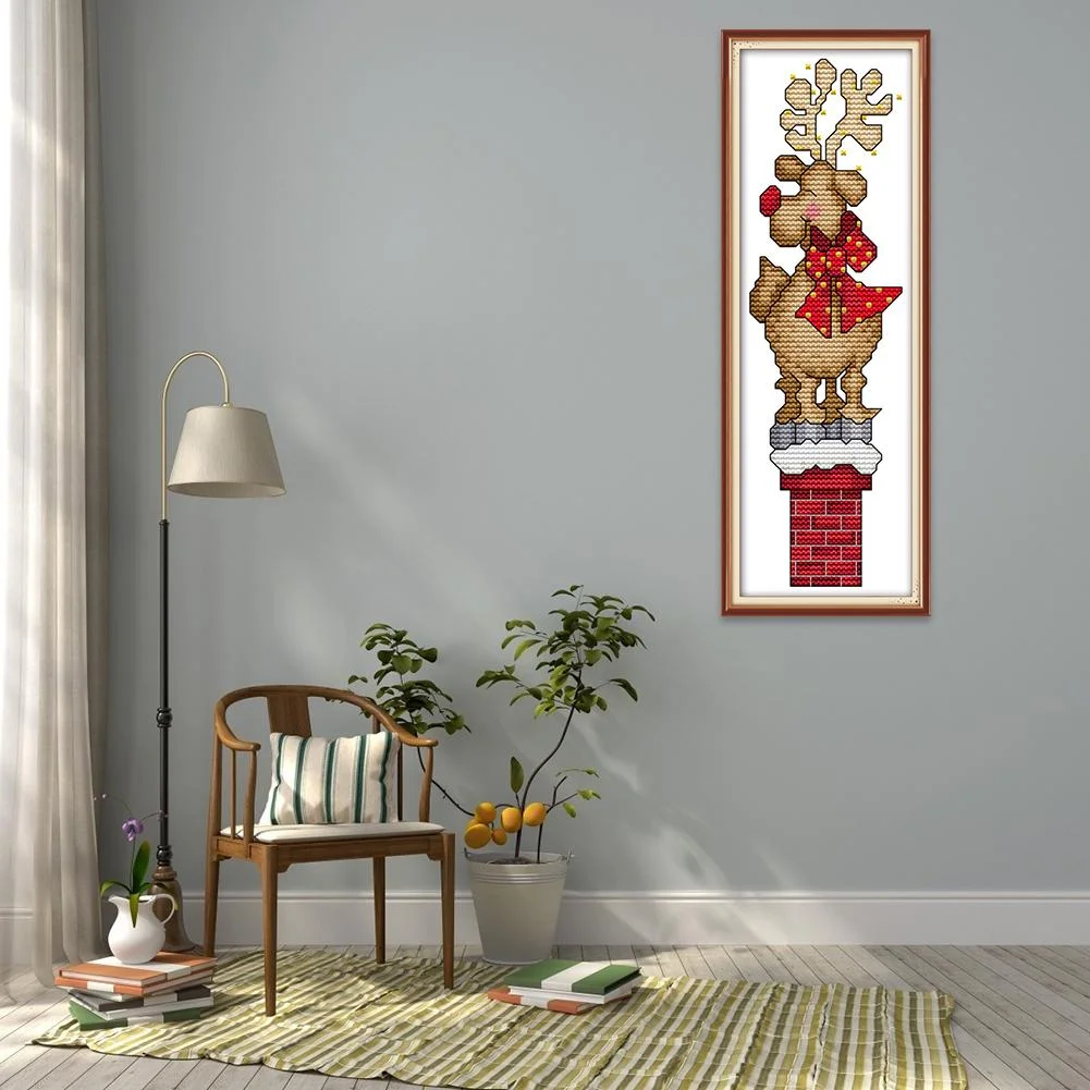 14ct Stamped Cross Stitch - Christmas Deer(9*27cm)