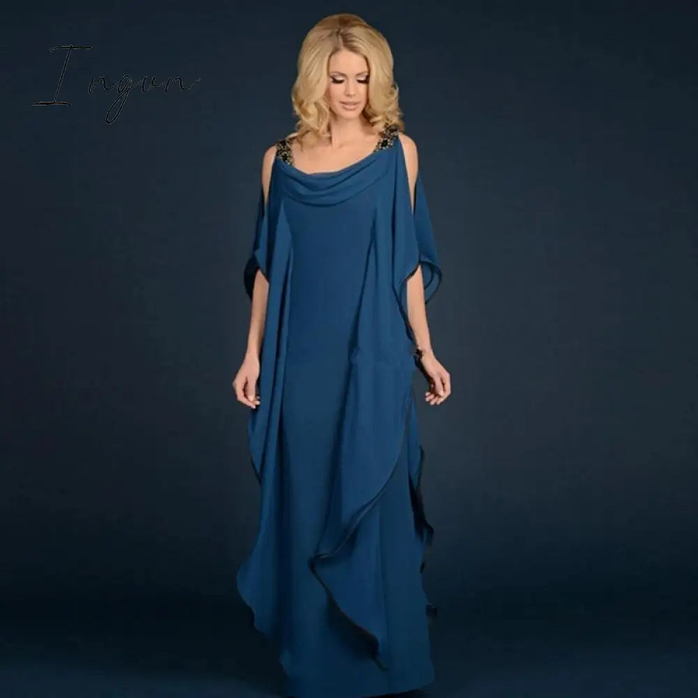 Ingvn - Latest Elegant Sleeveless Mother Of The Bride Dresses Jewel Neck Cowl Back Tiered Wedding