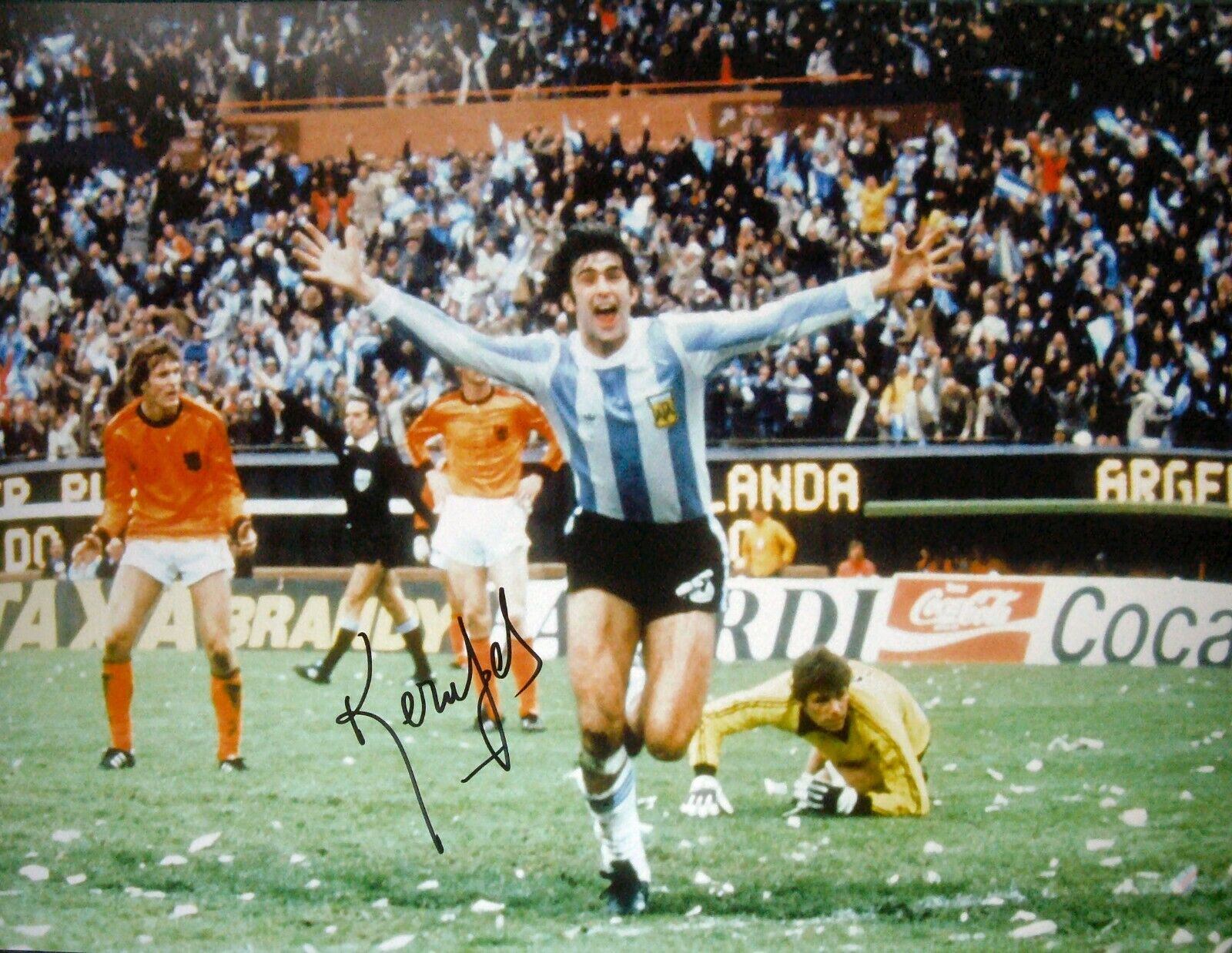 MARIO KEMPES SIGNED ARGENTINA 1978 FIFA WORLD CUP Photo Poster painting COA & PROOF