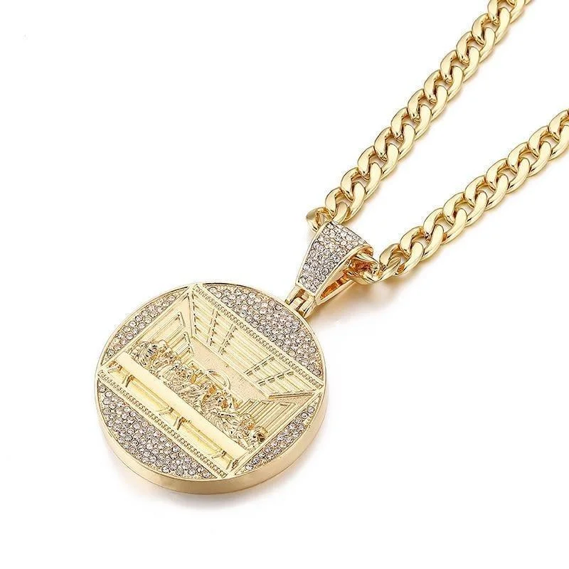 Last Supper Jesus Iced Out Bling Zircon Charm Men's Pendant Necklace