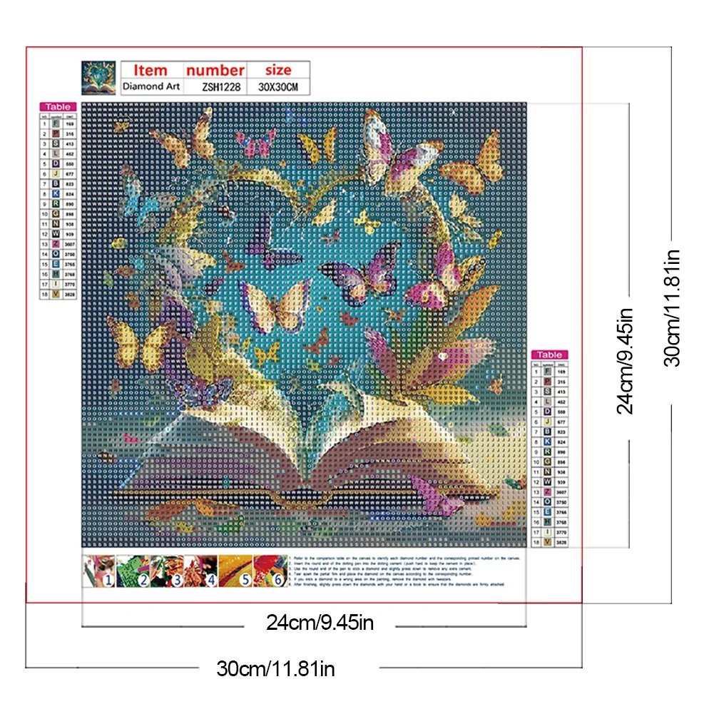 Diamond Painting - Full Round Drill - Butterfly Book(Canvas|30*30cm)