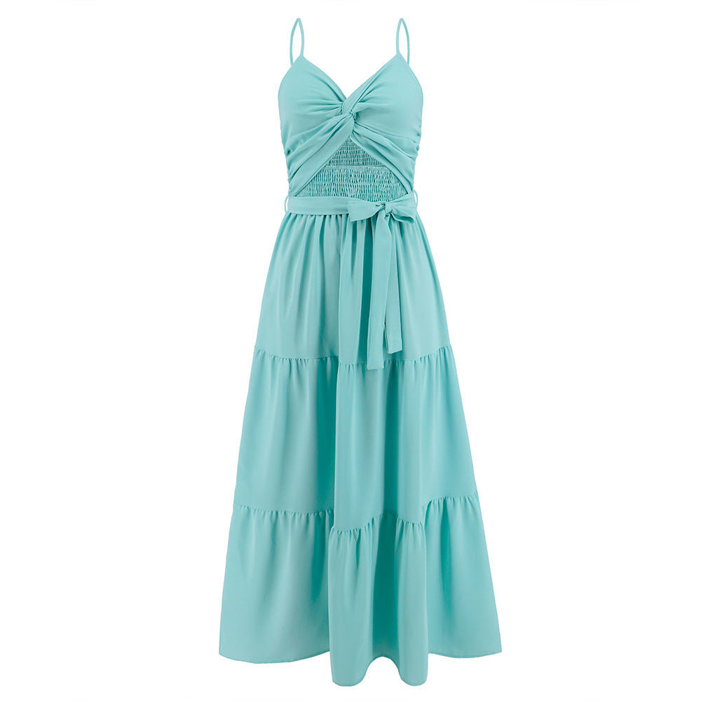 Slim Graceful Tube Top Cami Dress Summer Women Solid Color Dress