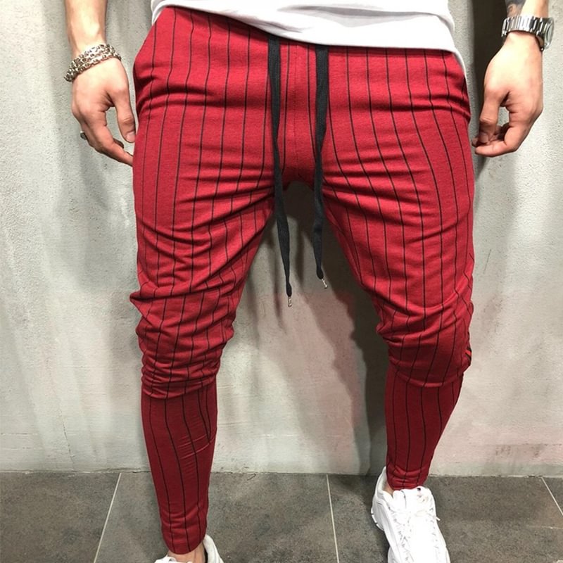 Vertical Stripe Men's Fashion Casual Pants - Krazyskull