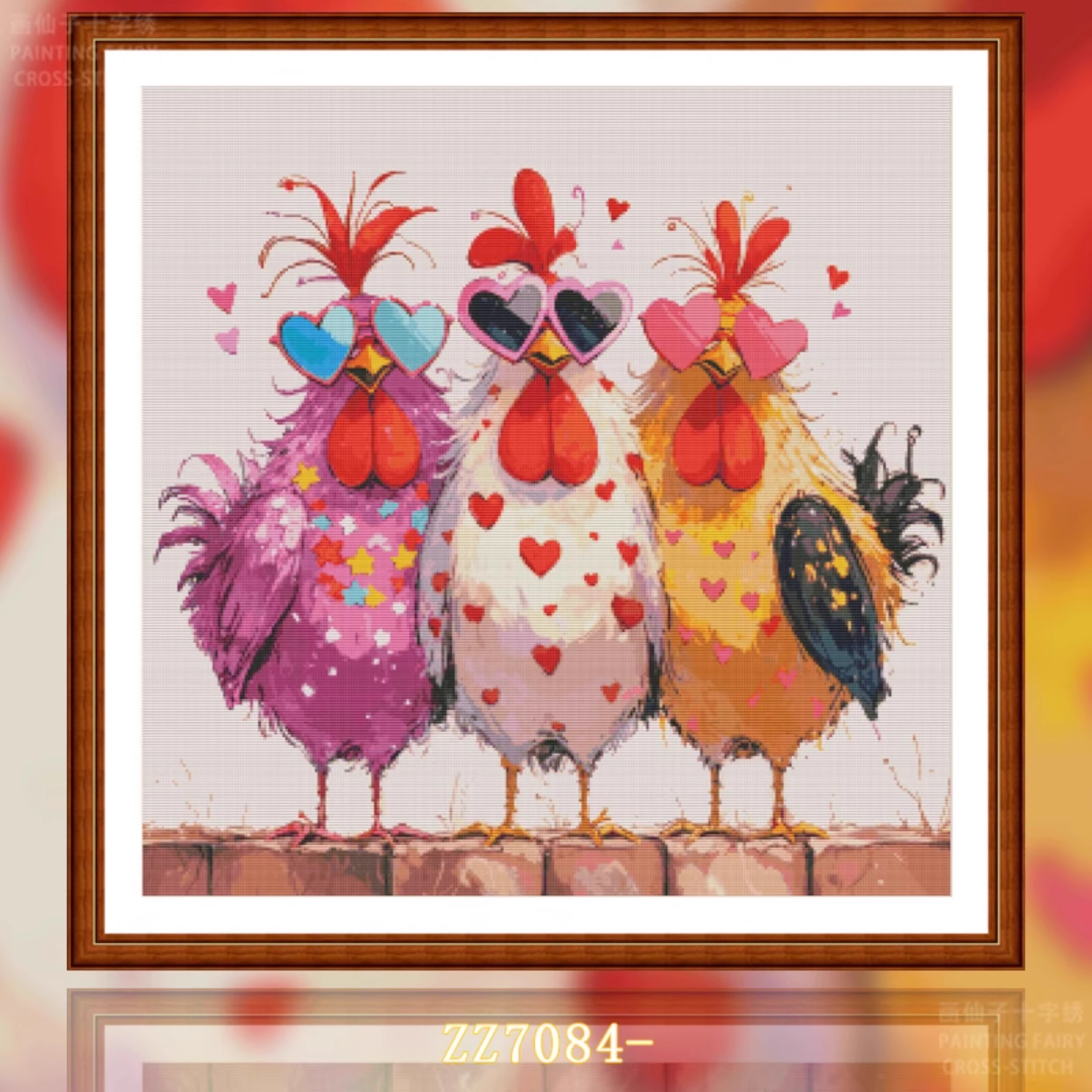 【ZZ7084 Heart to Heart Three Color Chicken】 Painting Fairy Cross Stitch