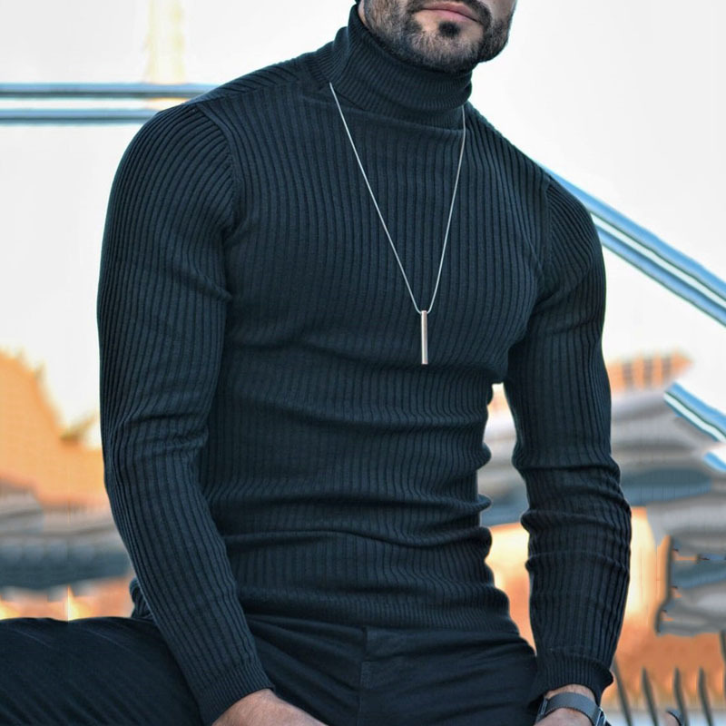 Solid Color Turtleneck Versatile Sweater