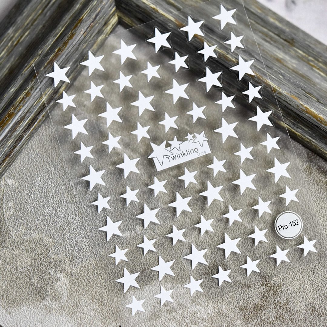 1PC 3D Nail Sticker Back Adhesive Engraved Acrylic Nail Decals Sparkly Star Love Heart Design for Manicure DIY Decorations