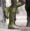 Women's Boots  Leather Boots Thick Heel Round Toe Boots