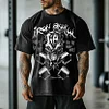 Retro Gym Iron Asylum Skull Graphics Acid Washed T-shirt by Inlyline