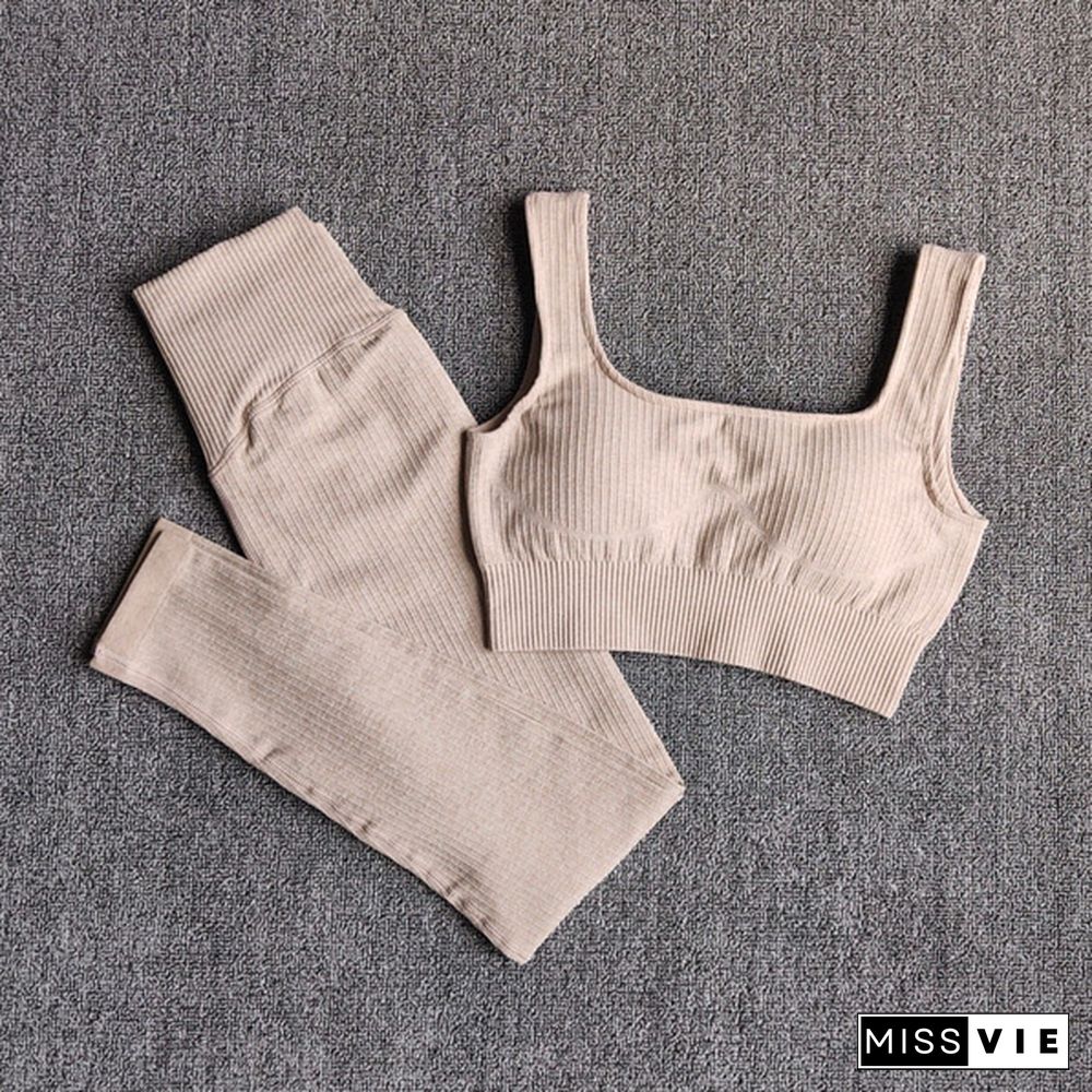 Womens Sportswear Yoga Set Workout Clothes Athletic Wear Sports Gym Legging Seamless