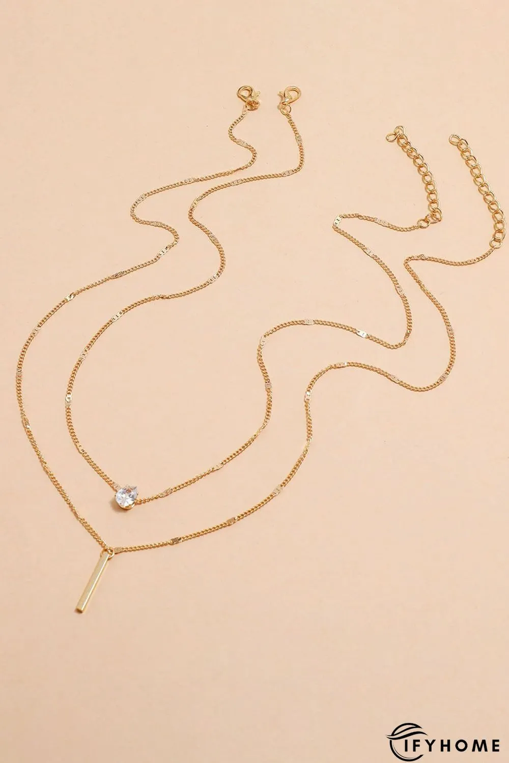 Layered Rhinestone Pendant Necklace | IFYHOME
