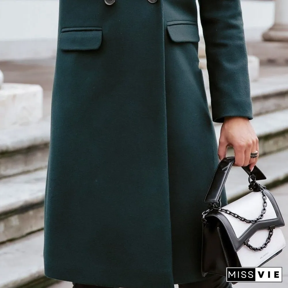 Autumn and Winter Long Suit Collar Woolen Coat Coat Coat