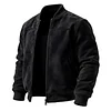Men's Retro Casual Suede Stand Collar Jacket Baseball Collar Thin Jacket by Inlyline