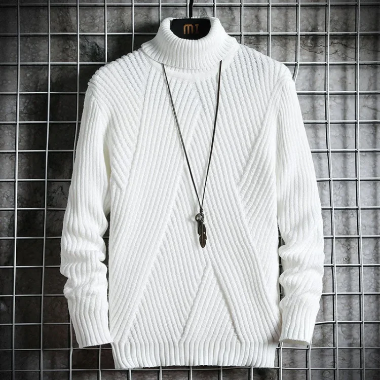 Men's Twill Turtleneck Sweater-Cosfine