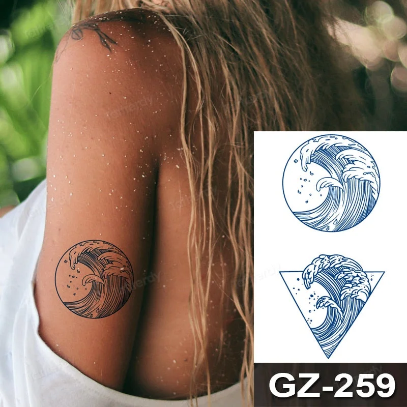 Waterproof Temporary Juice ink Sticker Triangle Star Words Feather Natural Fruit Gel Long lasting Tattoo Art for Men Women Arm