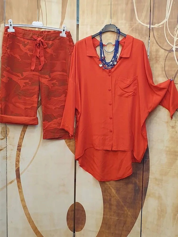 Red Retro Cotton Blended Straight Suits-Mayoulove