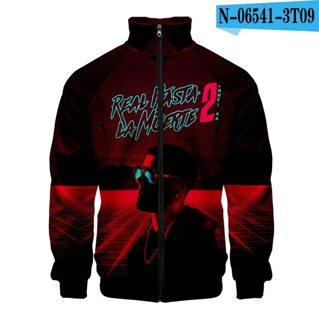 Anuel AA 3D Baseball Jacket Men Bomber Jacket Harajuku Hip Hop Hoodie Casual Stand Collar Zipper Sweatshirt Casual Sportswear