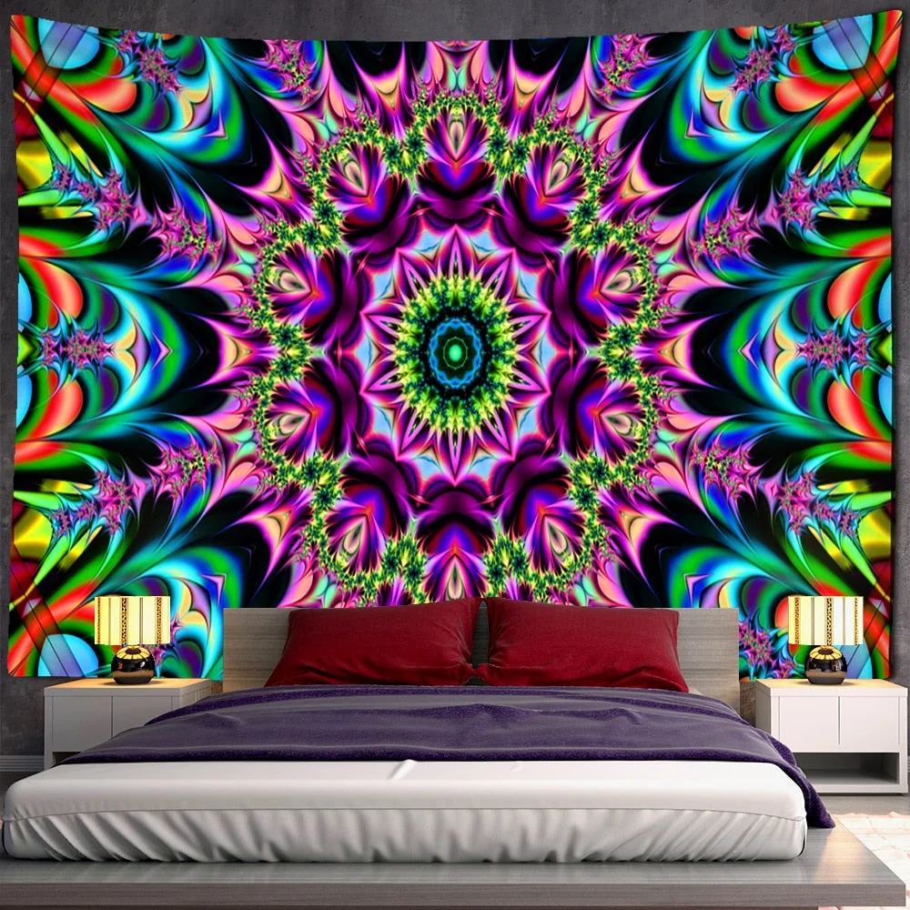 Psychedelic Human Face Tapestry Wall Hanging Fluorescent Witchcraft Tapiz Hippie Art Dormitory Home Decor