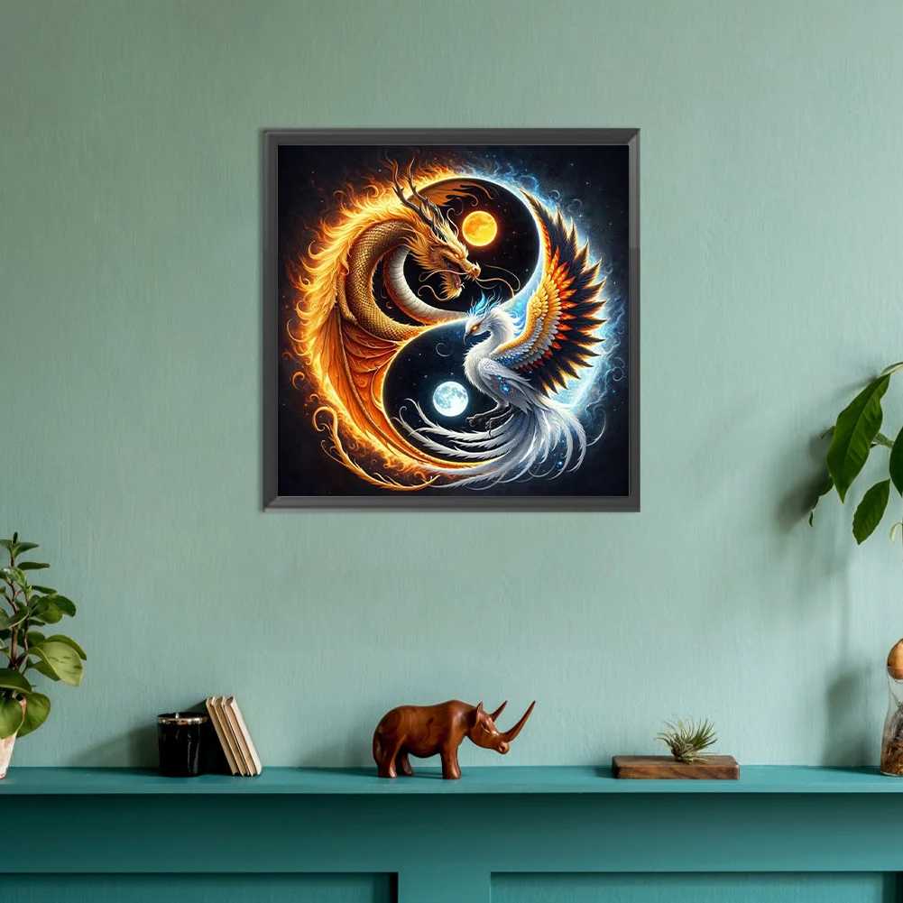 Diamond Painting - Full Round Drill - Yin Yang Dragon Phoenix(Canvas|30*30cm)