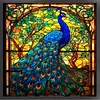 Stained Glass Peacock - 14CT Stamped Cross Stitch - 40*40cm - Animal