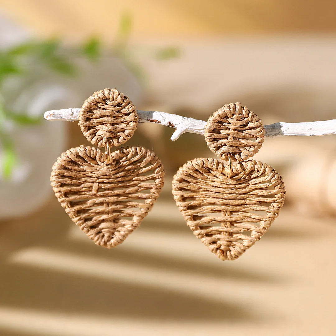 Women's Holiday Bohemian Style Raffia Hand-woven Earrings