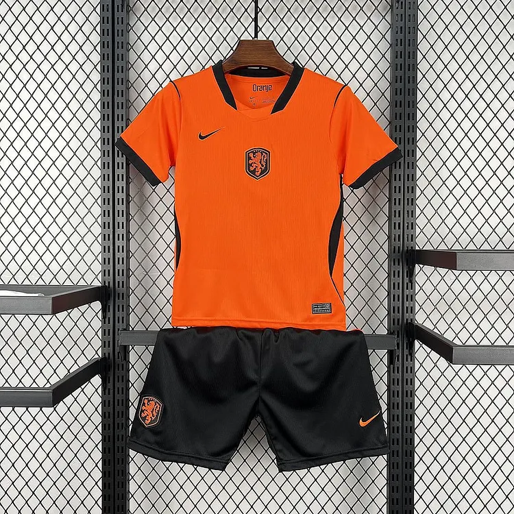 Kids Netherlands 2026 World Cup Home Football Jersey（Black Shorts）1:1 Thai Quality