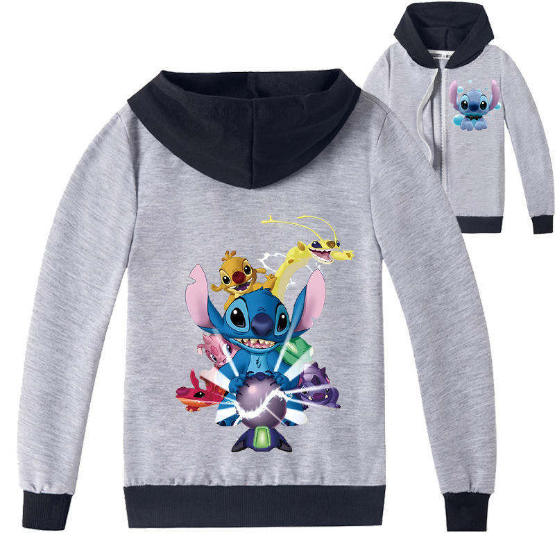 Mayoulove Stitch Zipper Jacket - Cartoonish Style - Cute and Warm - Kids and Parents Favorite!-Mayoulove