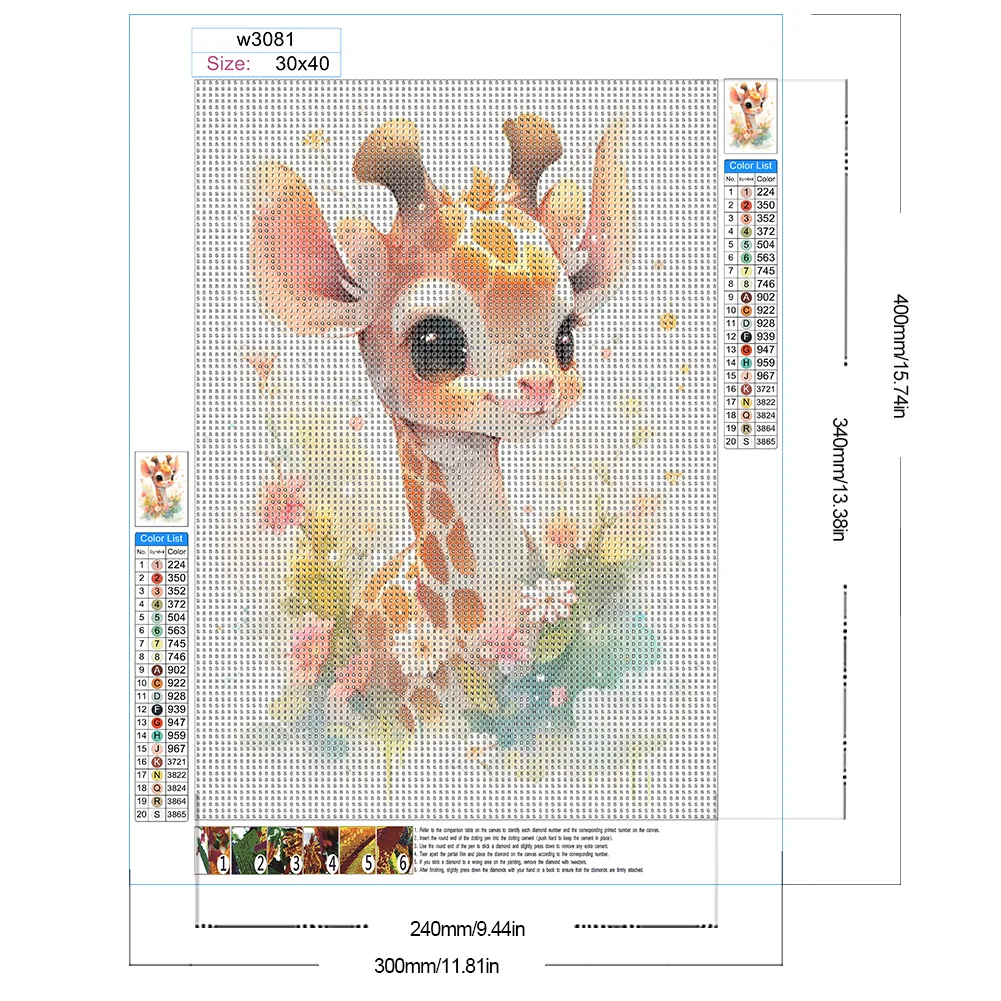 Diamond Painting - Full Round Drill - Giraffe(Canvas|30*40cm)