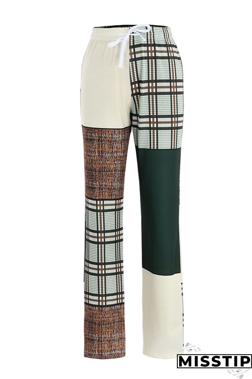 Green Casual Street Print Patchwork Straight High Waist Straight Patchwork Bottoms