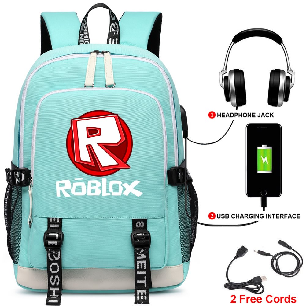 Virtual World Roblox Backpack USB Rechargeable Schoolbag Computer Bag