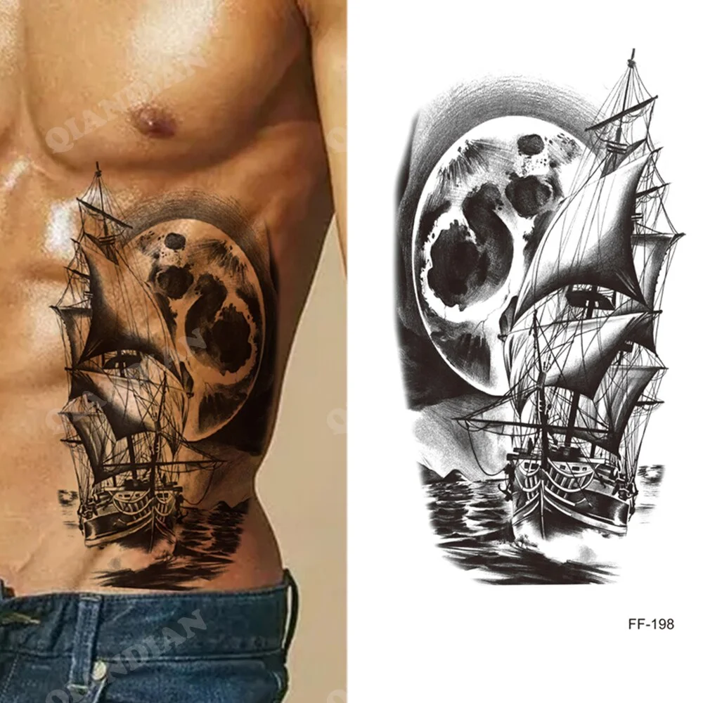 Sdrawing Waterproof Temporary Tattoo Sticker Wolf Lion King Sun Forest Tiger Mechanical Wild Boat Men Body Art Arm Fake Tatoo Women