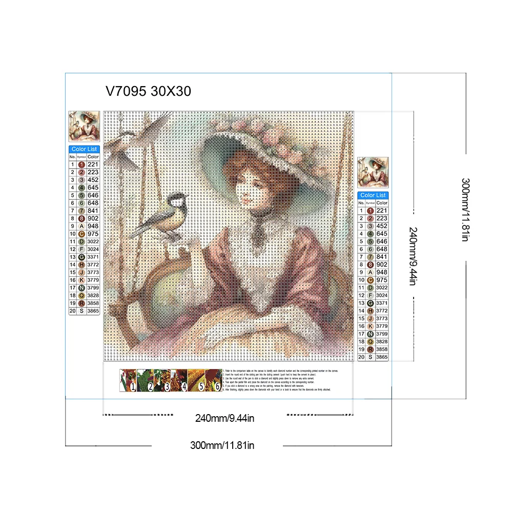 Full Round Diamond Painting 30*30cm - Lady On The Swing