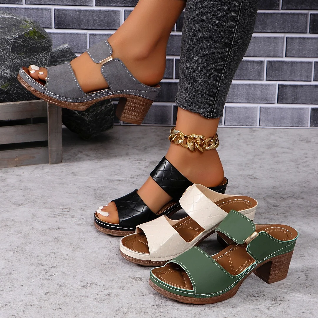 Breakj Breakj New Women's Slope And Thick Bottom Slippers Large Thick And Fish Mouth Slope And Slippers