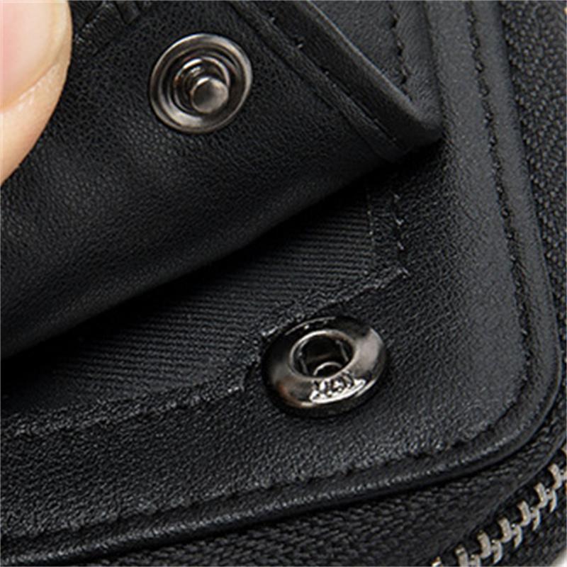 Men's  Zipper Design Simple Style Leather Wallet