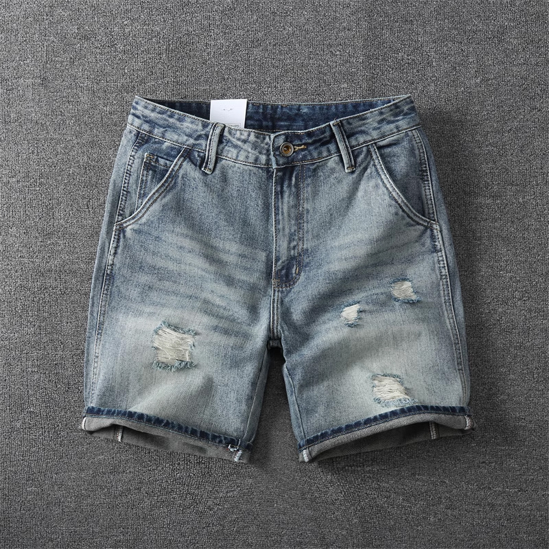Men's Thin Casual Distressed Distressed Denim Shorts