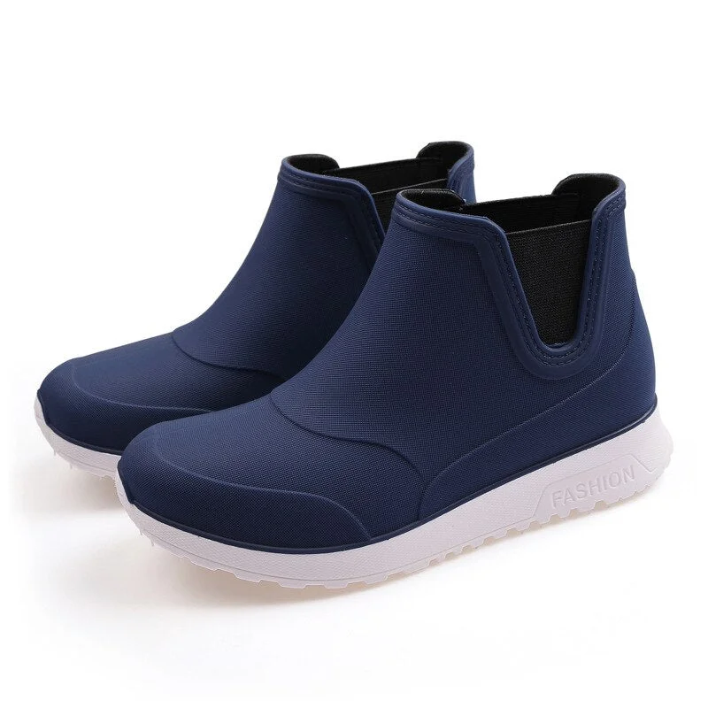 Ankle Rain Shoes Women Waterproof Water Shoes Ankle Pvc Rainboots New Female Fashion Solid Fishing Boots Slip On Winter Cotton