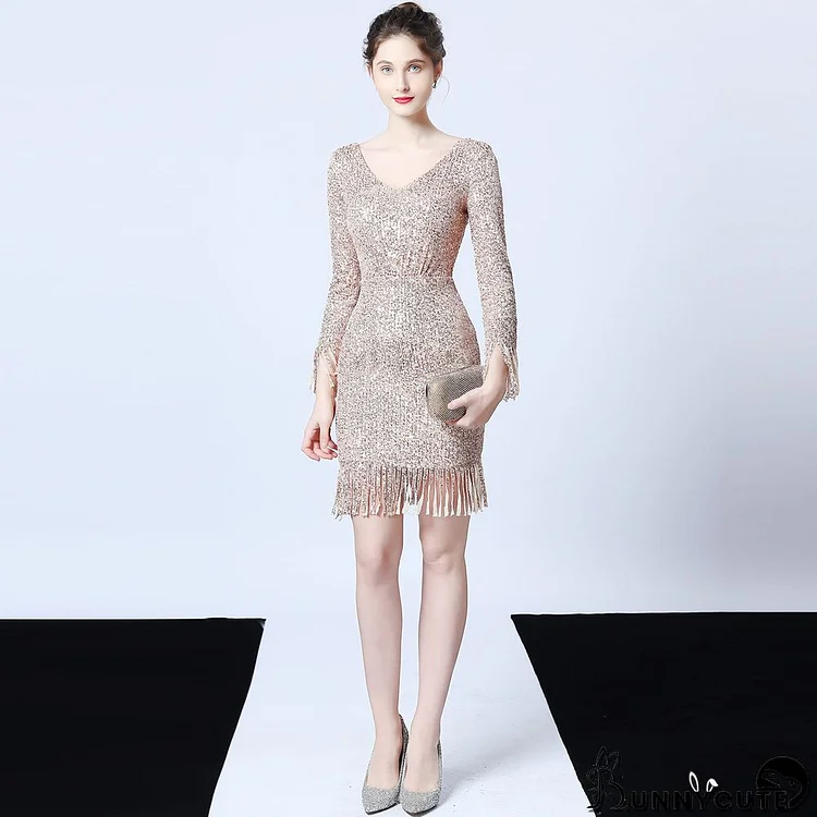 Women Formal Party Slim Long Sleeve Mermaid Evening Dress