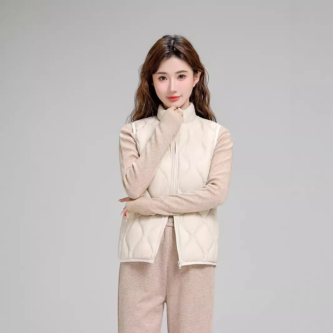 Toloer Autumn And Winter New Down Jacket Vest Female Short Stand Collar Casual Gourd Pressure Line Light Sleeveless Coat Coat-Outfit Ideas