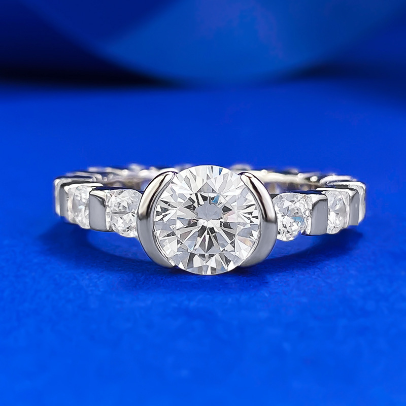MIKAMU Jewelry S925 Silver 7mm Round Cut Diamond Ring for Women - Simple and Elegant Design
